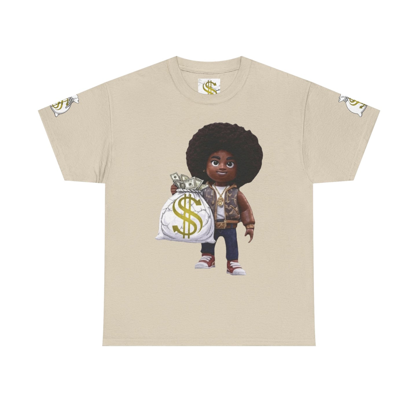 Unisex Heavy Cotton Tee - Hustle Up Get the Bag, Graphic T-Shirt, Motivational Shirt, Entrepreneur Gift, Inspiring Tee, Work Hard Tee