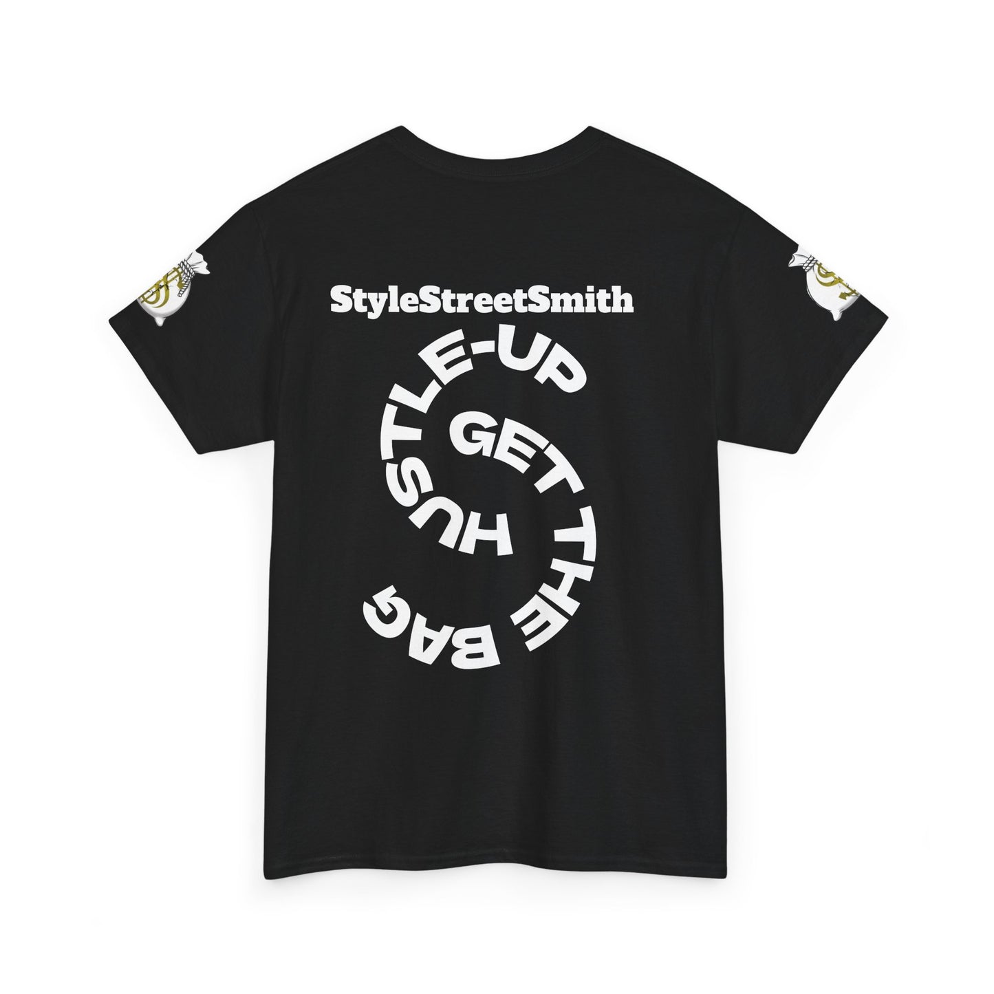 Unisex Heavy Cotton Tee - Hustle Up Get the Bag, Graphic T-Shirt, Motivational Shirt, Entrepreneur Gift, Inspiring Tee, Work Hard Tee