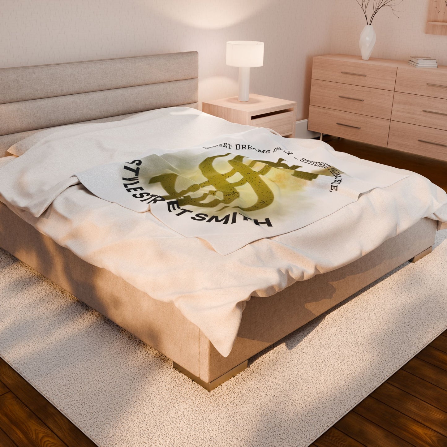 Plush Blanket Street Dreams Only Hustle Stitched