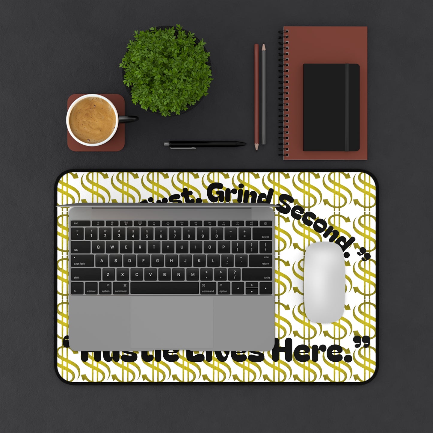Motivational Desk Mat - Hustle Lives Here | Office Decor, Work From Home Gift, Inspirational Accessory, Productivity Boost