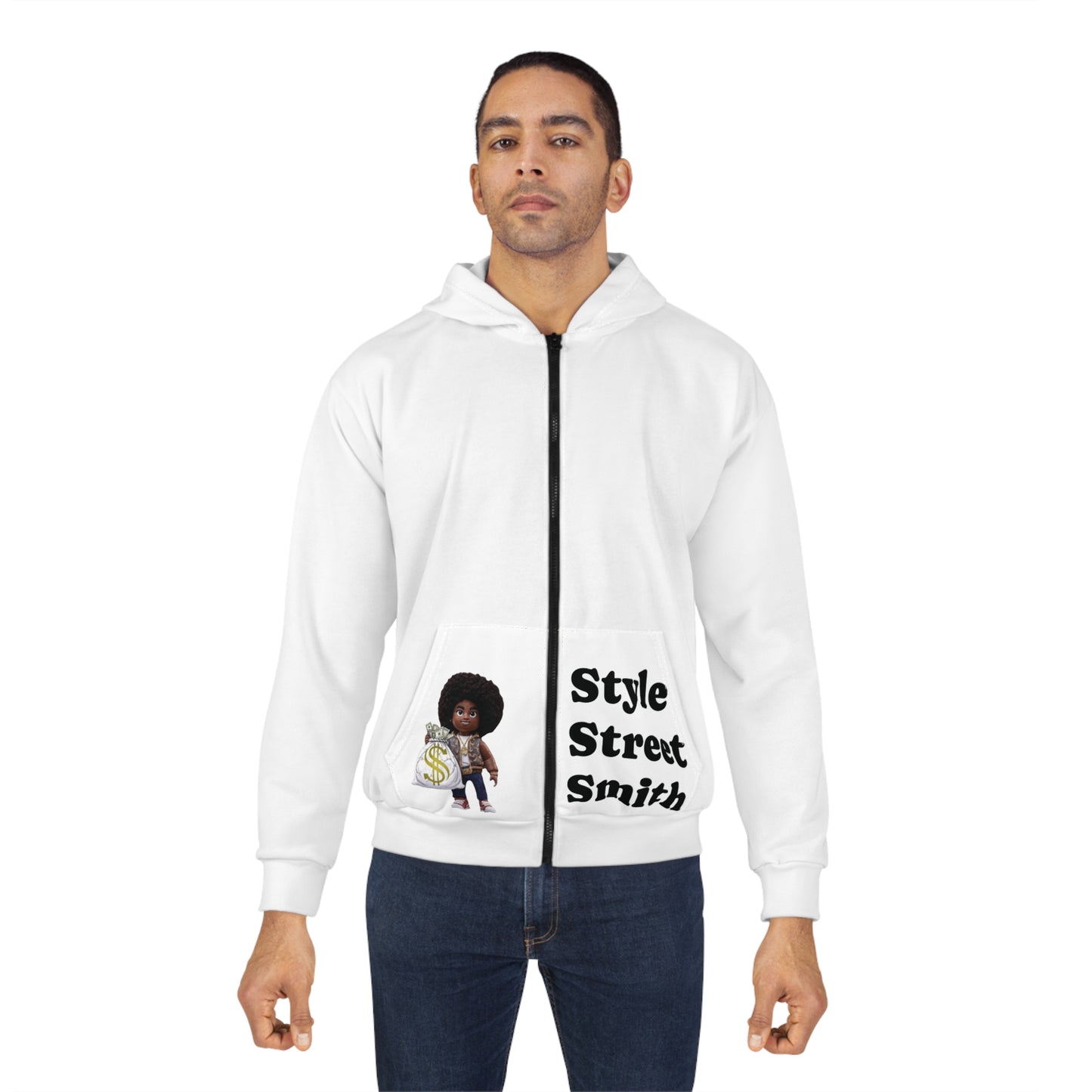 StyleStreetSmith Unisex Zip Hoodie, Street Style Hooded Sweatshirt, Fashion Statement Jacket, Urban Cool Outerwear, Hipster Apparel