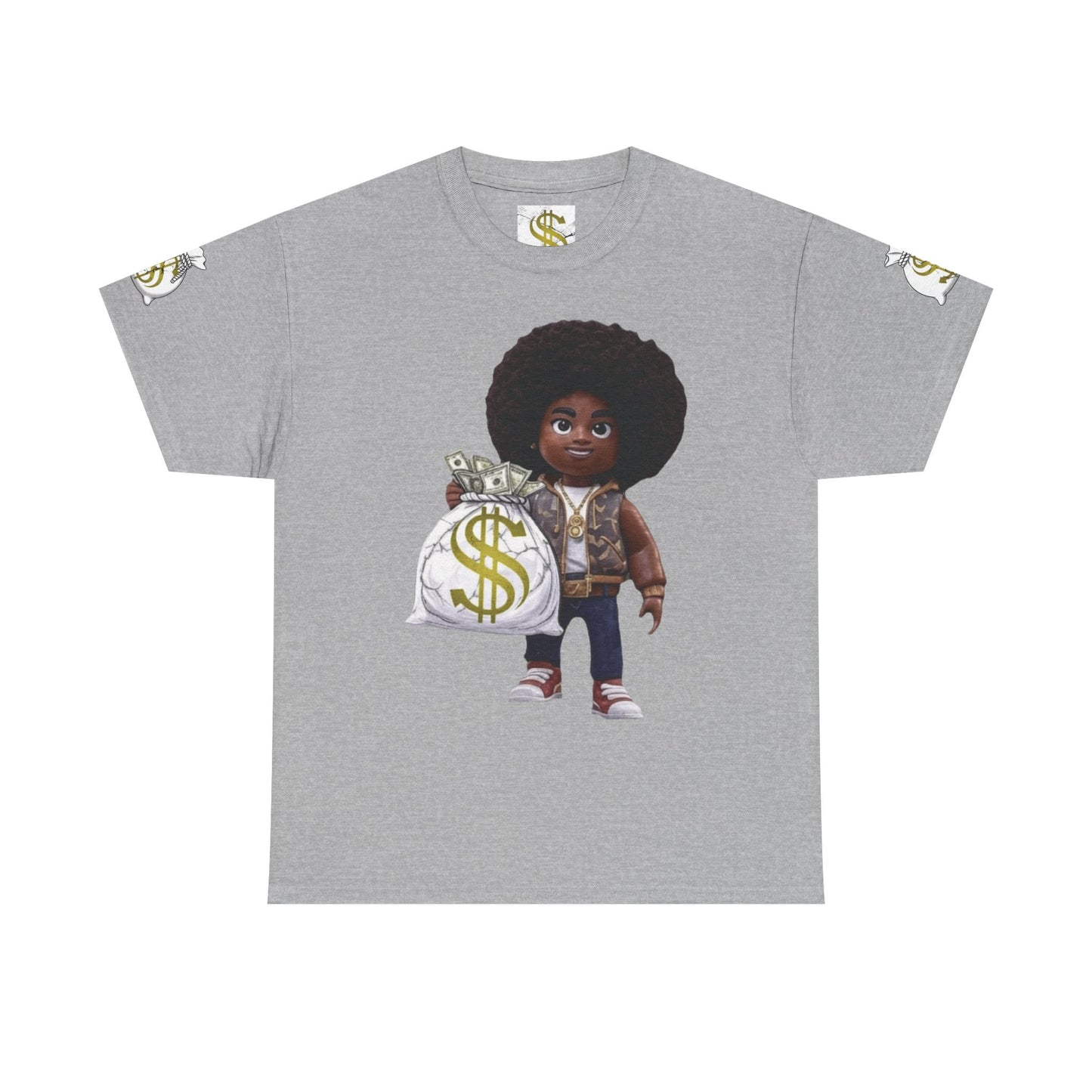 Unisex Heavy Cotton Tee - Hustle Up Get the Bag, Graphic T-Shirt, Motivational Shirt, Entrepreneur Gift, Inspiring Tee, Work Hard Tee