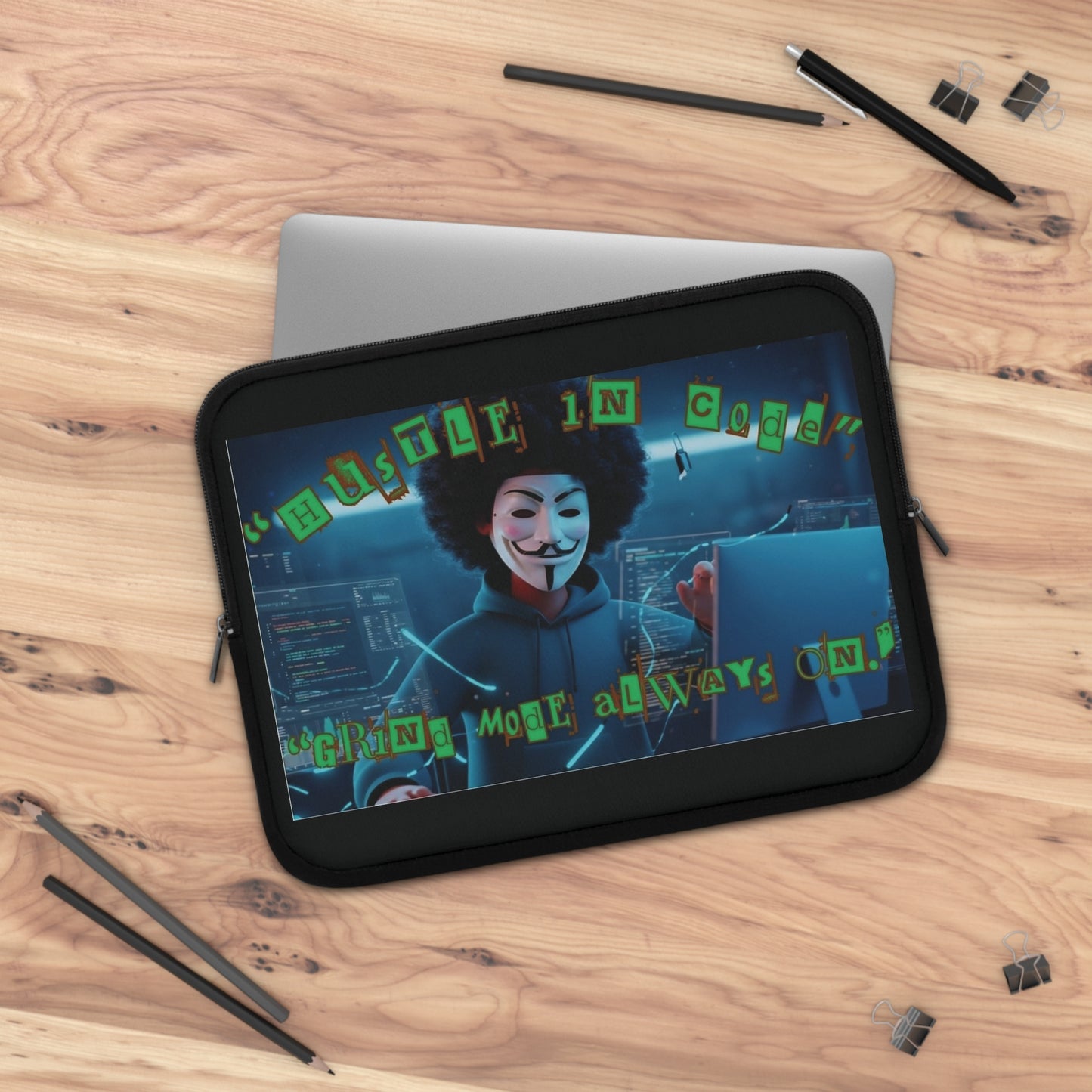 Hustle in Code Laptop Sleeve, Tech Accessories, Gift for Programmers, Cybersecurity Laptop Case, Stylish Computer Sleeve