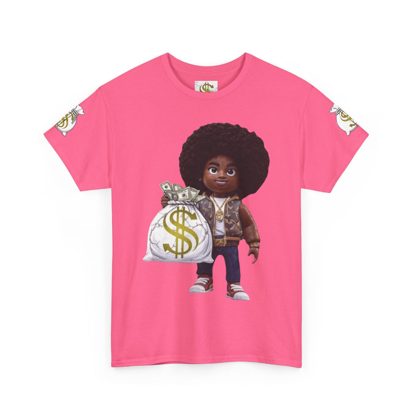 Unisex Heavy Cotton Tee - Hustle Up Get the Bag, Graphic T-Shirt, Motivational Shirt, Entrepreneur Gift, Inspiring Tee, Work Hard Tee