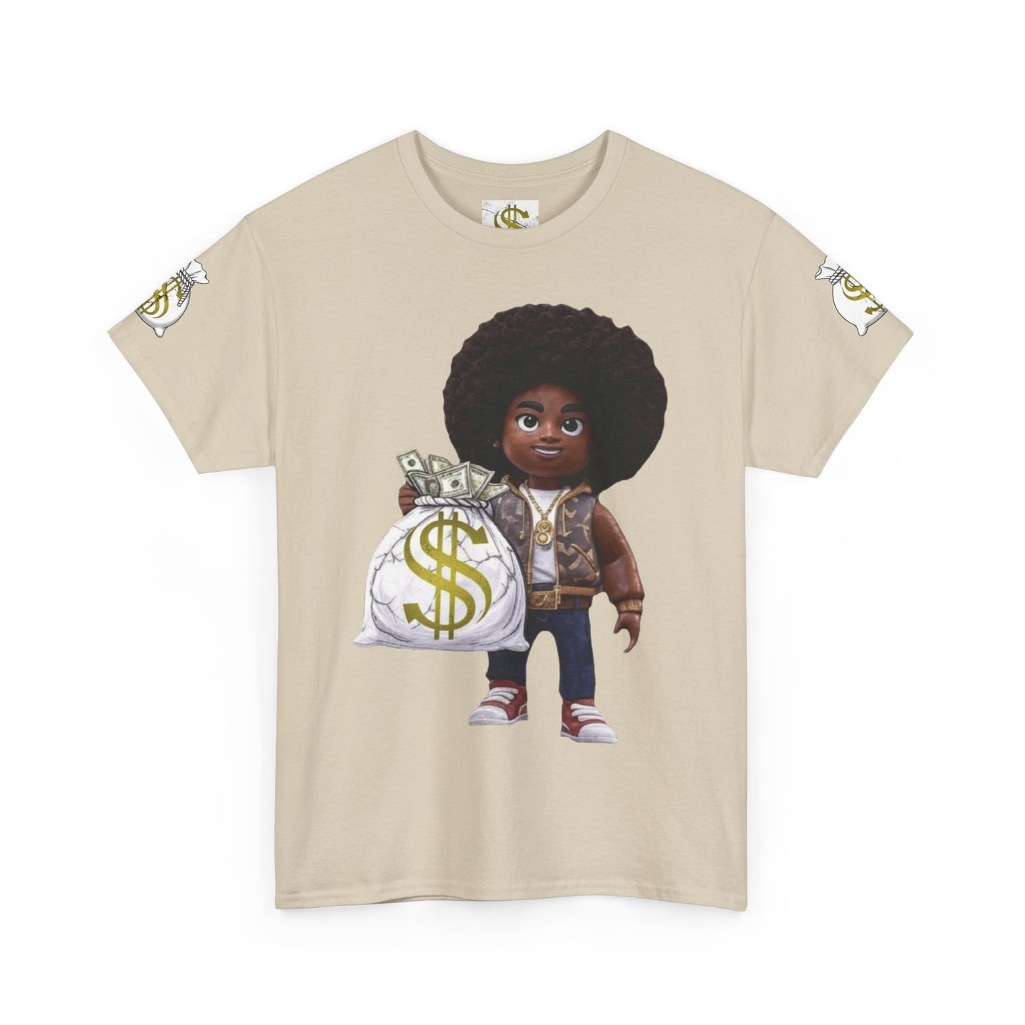 Unisex Heavy Cotton Tee - Hustle Up Get the Bag, Graphic T-Shirt, Motivational Shirt, Entrepreneur Gift, Inspiring Tee, Work Hard Tee