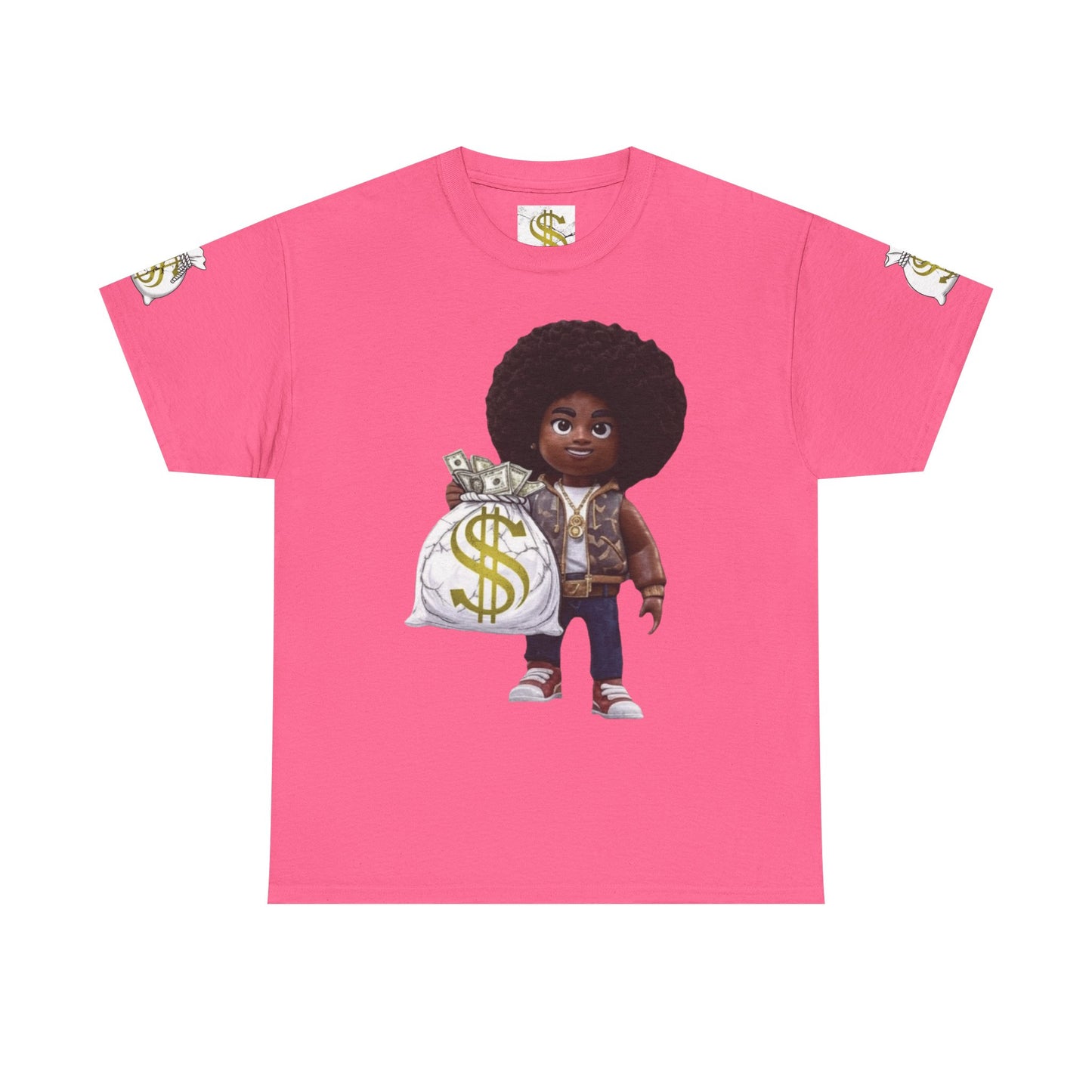 Unisex Heavy Cotton Tee - Hustle Up Get the Bag, Graphic T-Shirt, Motivational Shirt, Entrepreneur Gift, Inspiring Tee, Work Hard Tee
