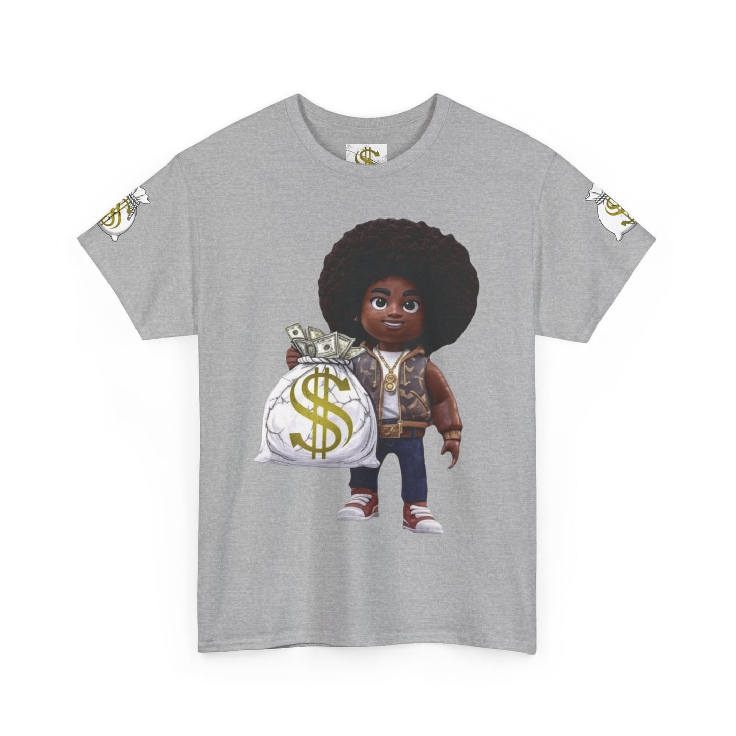Unisex Heavy Cotton Tee - Hustle Up Get the Bag, Graphic T-Shirt, Motivational Shirt, Entrepreneur Gift, Inspiring Tee, Work Hard Tee