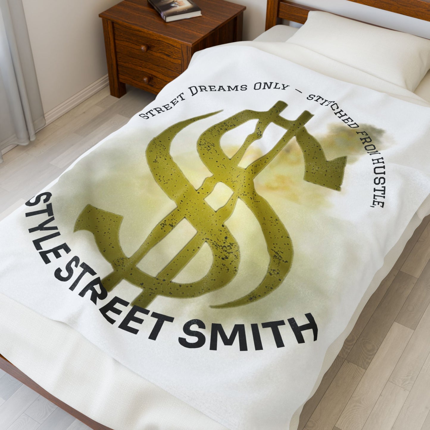 Plush Blanket Street Dreams Only Hustle Stitched