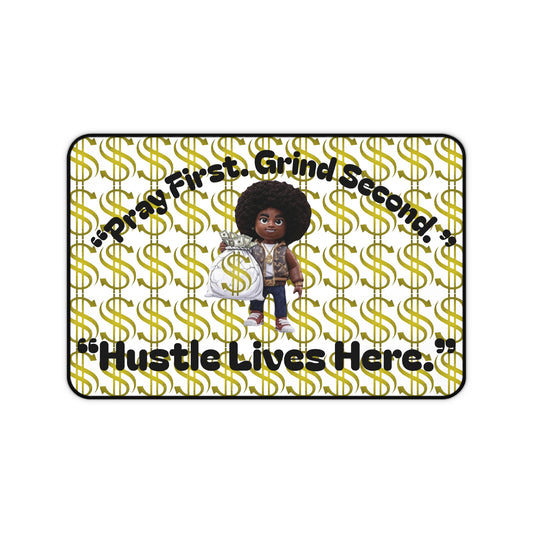 Motivational Desk Mat - Hustle Lives Here | Office Decor, Work From Home Gift, Inspirational Accessory, Productivity Boost